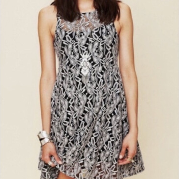 Free People Miles of Lace Boho Chic Sleeveless Mini Dress - Picture 5 of 5